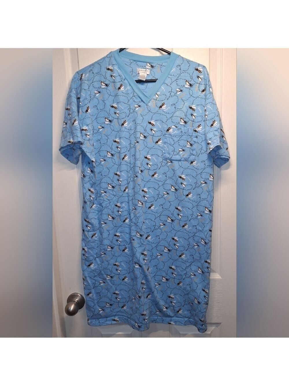 Nordstrom Light Blue V-Neck Bee Cloud Pajama Top One Size Petite